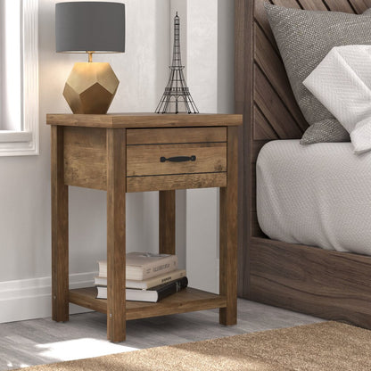 Hillsdale Lancaster Farmhouse 1 Drawer Nightstand, Set of 2, Knotty Oak