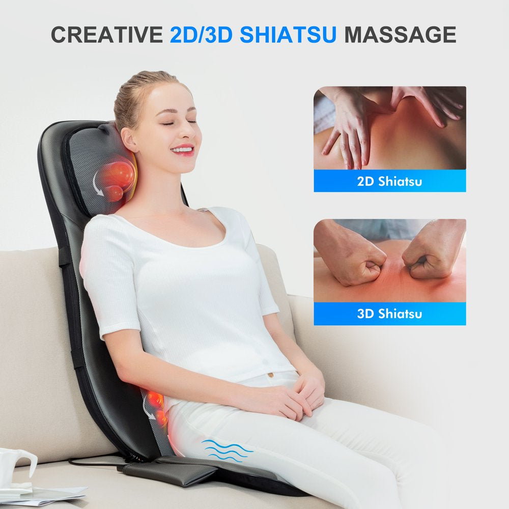 Snailax 2D/3D Back Massager with Heat, Adjustable Seat Massage Cushion, Gifts