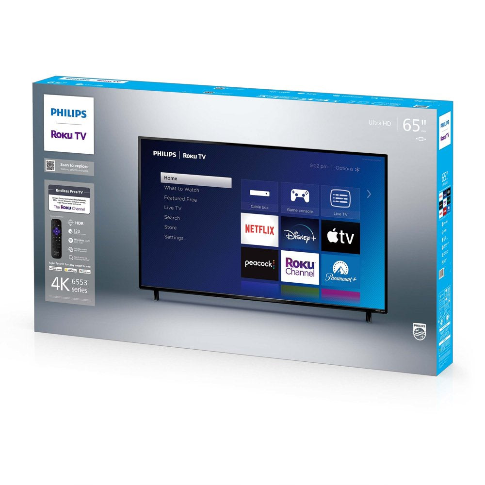 Philips 65" Class 4k Ultra HD Roku Smart TV (65PUL6553/F7) (New)