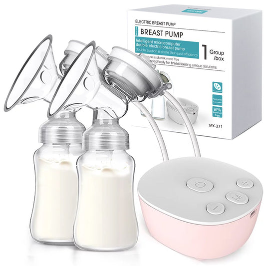 Double Electric Breast Pump, Rechargeable Portable Dual Breastfeeding Pump Anti-Backflow with Milk Collect Function Strong Suction 3 Modes 9 Levels, Pink