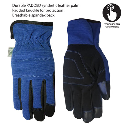 Expert Gardener Adult Unisex Large Synthetic Leather Gloves, Blue & Gray 2 Pack