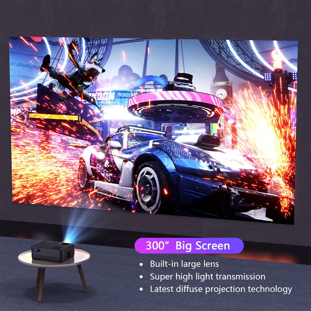  5G WiFi Bluetooth Native 1080P Projector, 13000LM Full HD Movie Projector, LCD Technology 300" Display Support 4k Home Theater,(Projector Screen Included)