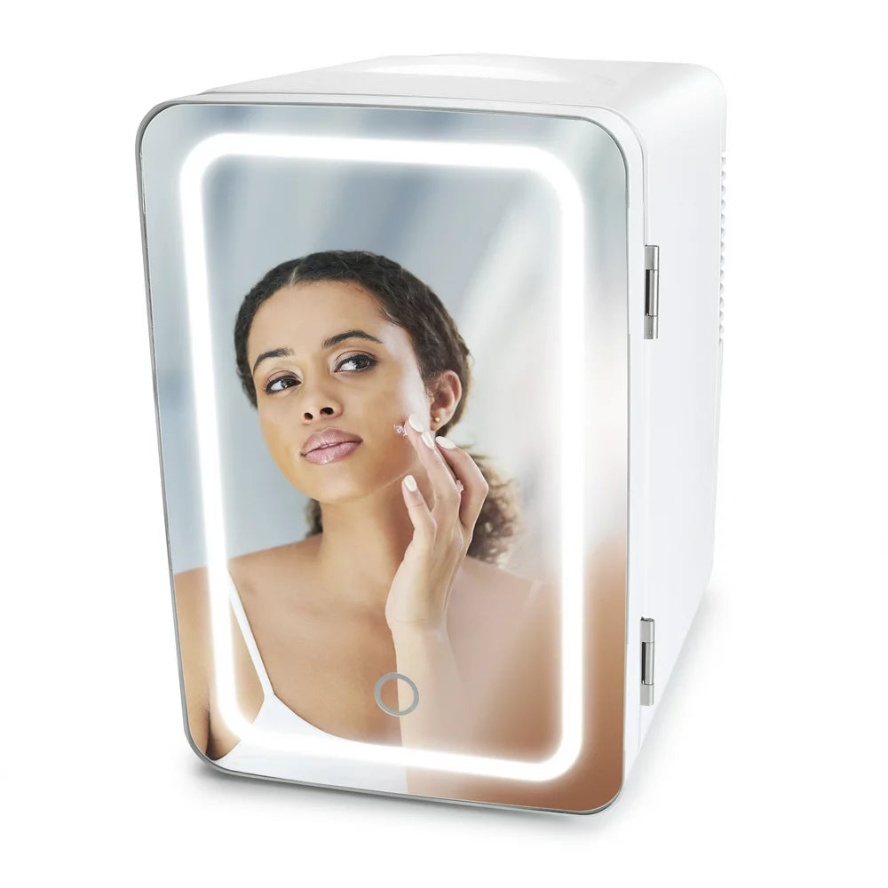 Personal Chiller 6L Mini Fridge Beauty & Skincare Refrigerator Lighted Mirror Door, White