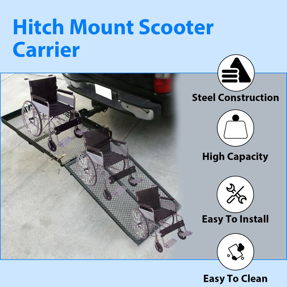 KOJEM Hitch Cargo Carrier Wheelchair Scooter Carrier Rack Folding Rack Ramp Hitch Mount 500 lbs Weight Capacity