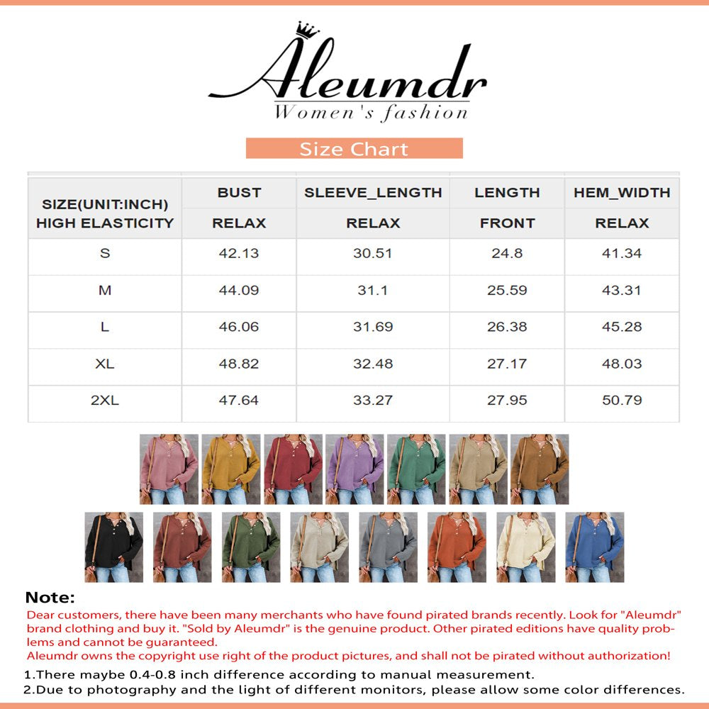 Aleumdr Women Button Neck Sweater Long Sleeve Chunky Oversized Fall Tunic Sweaters 16 18