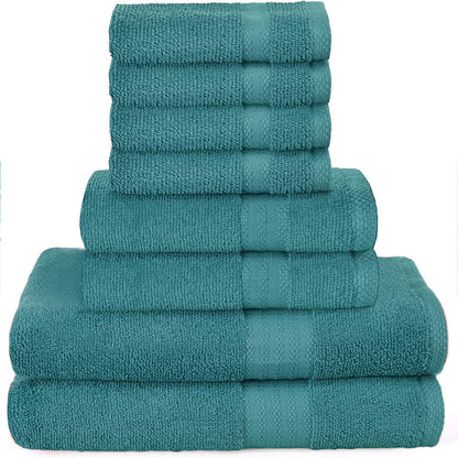 GLAMBURG Ultra Soft 8-Piece Towel Set - 100% Pure Ringspun Cotton, Contains 2 Oversized Bath Towels 27x54, 2 Hand Towels 16x28, 4 Wash Cloths 13x13 - Ideal for Everyday use, Hotel & Spa - Black