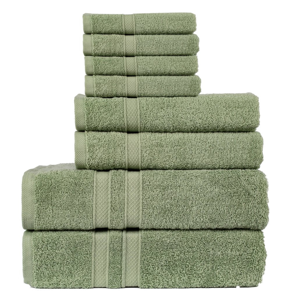 Living Fashions 8 Pack Towel Set - 2 Bathroom Towels, 2 Hand Towels, 4 Wash Cloths Bathroom Set - Plush & Absorbent 100% Ring Spun Cotton Bath Sets - Bath Towels, Hand Towels, Washcloths Bathroom Sets