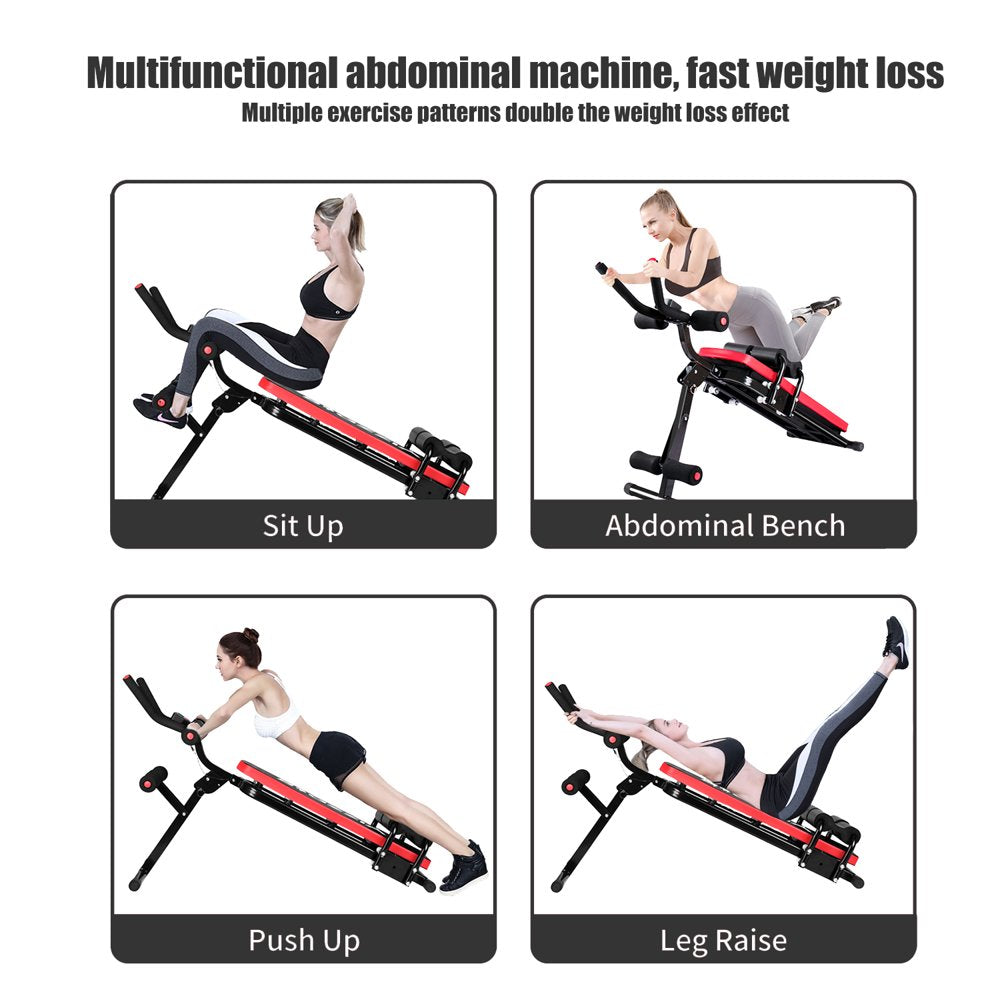  Ab Machine Abdominal Core Workout Machine, Trainer Bench Equipment for Home, Multifunctional Ab Sit Up Bench Core Workout for Gym Black