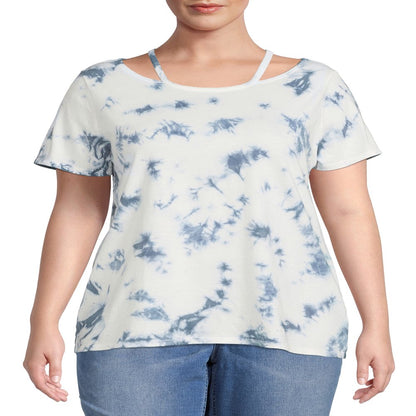  Women's Plus Size Cut Out Neck Short Sleeve Top