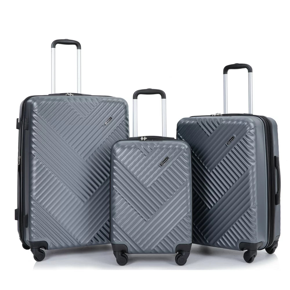 3 Piece Luggage Set Hardshell Expandable Lightweight Suitcase with TSA Lock Spinner Wheels 20In24In28In.(Black)