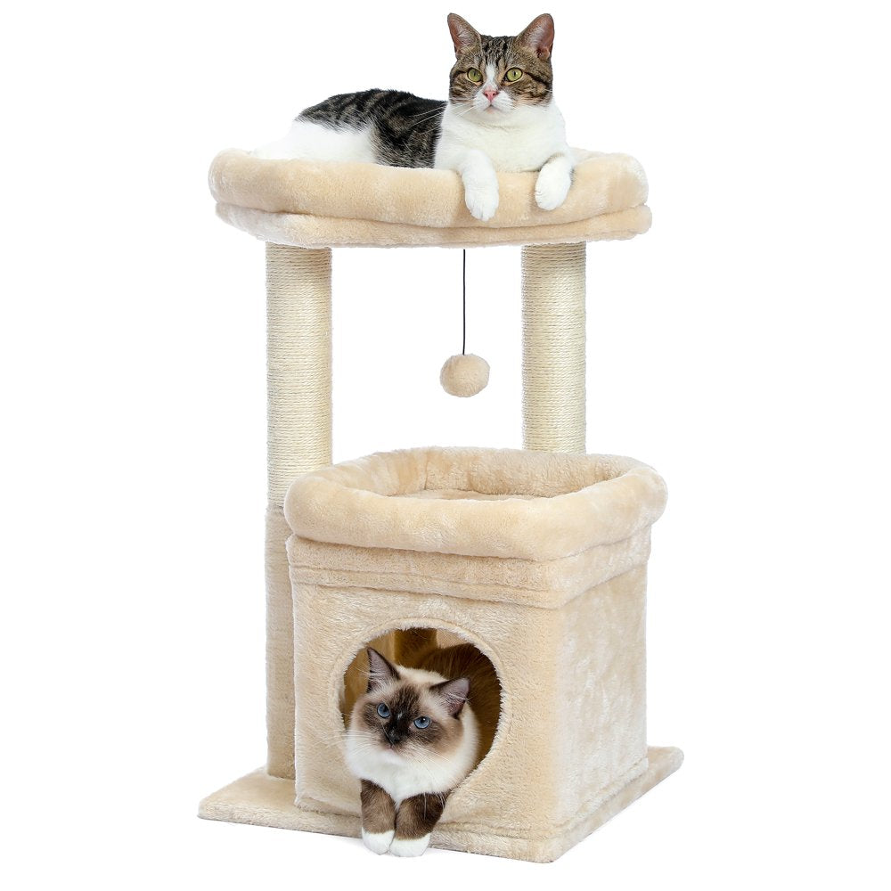 PAWZ Road Cat Tree Condo 27" Cat Tower with Large Top Perch and Scratching Posts for Kittens and Medium Cats, Gray