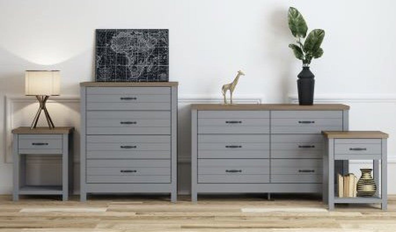 Hillsdale Lancaster Farmhouse Oak Top 1 Drawer Nightstand, Set of 2, Gray