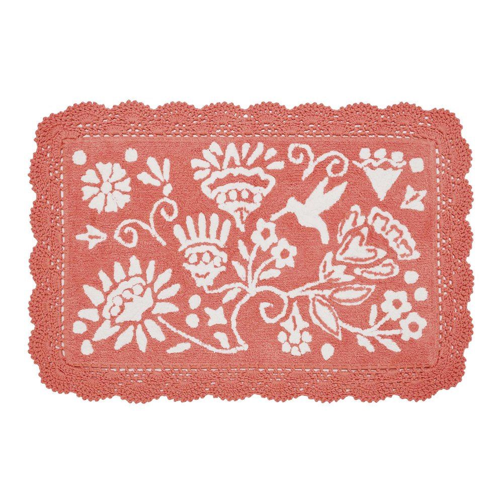  Floral Crochet round Cotton Bath Rug, Mint, 24" X 24"