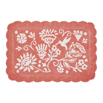  Floral Crochet round Cotton Bath Rug, Mint, 24" X 24"