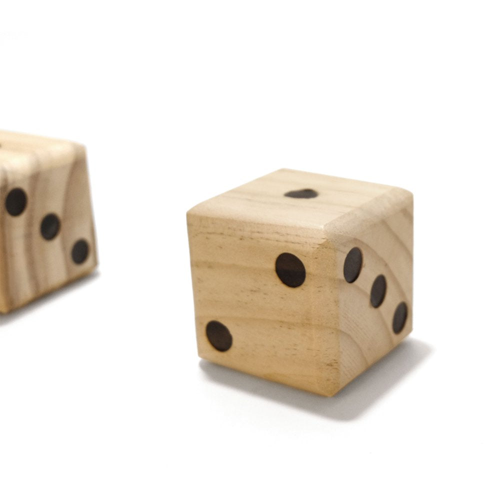 YardGames Giant Outdoor Indoor Wooden Dice Set w/ Scorecards & Case, 2.5 Inch