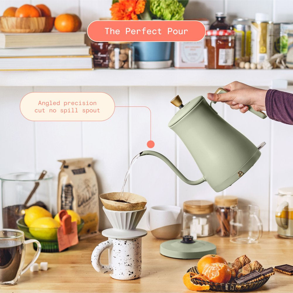 1.0L Electric Gooseneck Kettle, Sage Green by Drew Barrymore