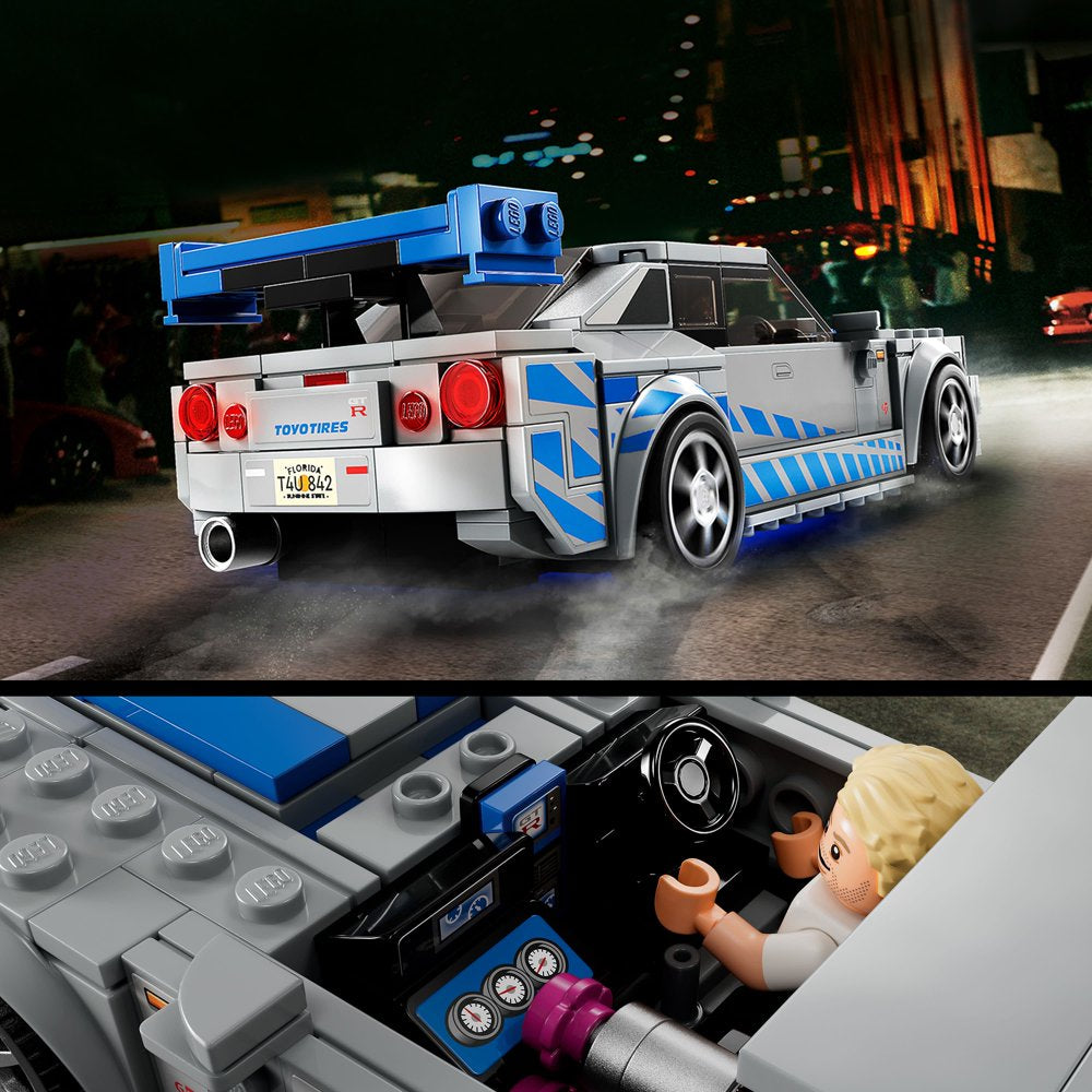 LEGO Speed Champions 2 Fast 2 Furious Nissan Skyline GT-R (R34)  76917 Race Car Toy Model Building Kit, Collectible with Racer Minifigure, 2023 Set for Kids