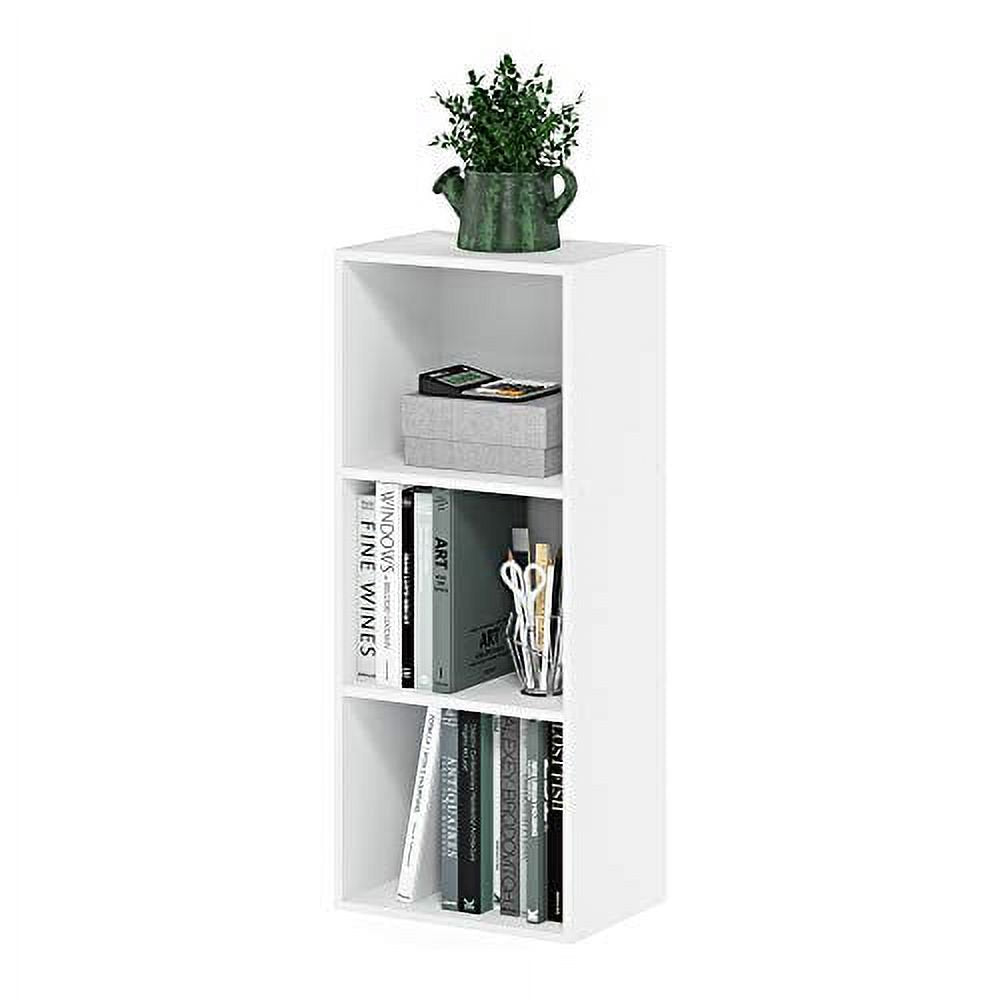 Furinno 11003WH 3 - Tier Open Shelf Bookcase, White Color - 12" W x 31.5" H x 9.3" D