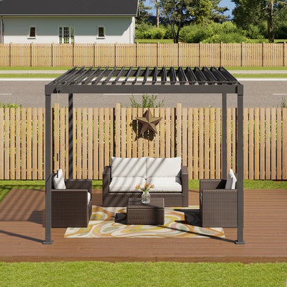 Gardesol Louvered Pergola, 10'X10' Adjustable Outdoor Pergola Gazebo for Deck Patio Garden Backyard, Matte Black