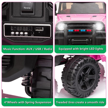 Zimtown Ride On Car Truck, 12V Battery Electric Kids Toy with Remote Control, LED Lights and Realistic Horns, Pink