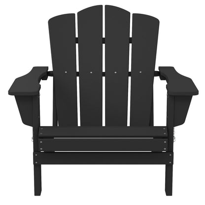 Outdoor Patio Folding HDPE Resin Adirondack Chair, Black