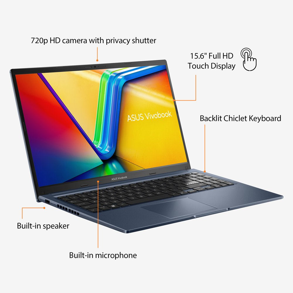 ASUS Vivobook 15.6” Touch PC Laptop, Intel Core i7-1255U, 16GB, 512GB, Win 11 Home, F1502ZA-WH74