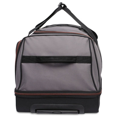 Protege 30 in Rolling Drop-Bottom Duffel Bag for Travel, Black and Grey