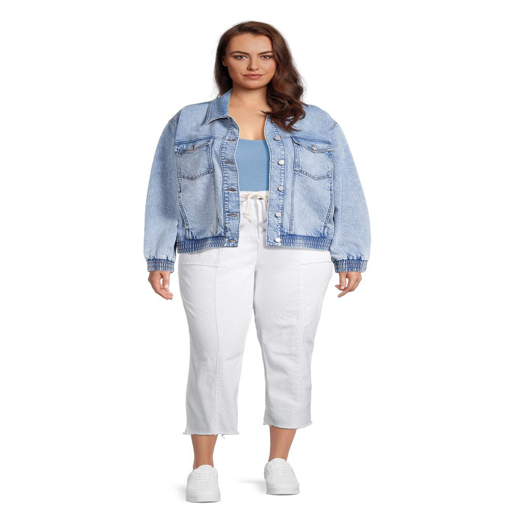  Women'S plus Size Denim Trucker Jacket