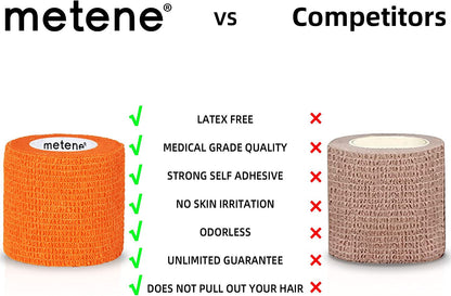 Metene Adhesive Bandages 12 Pack, Athletic Tape 2 inches x 5 Yards(Rainbow)