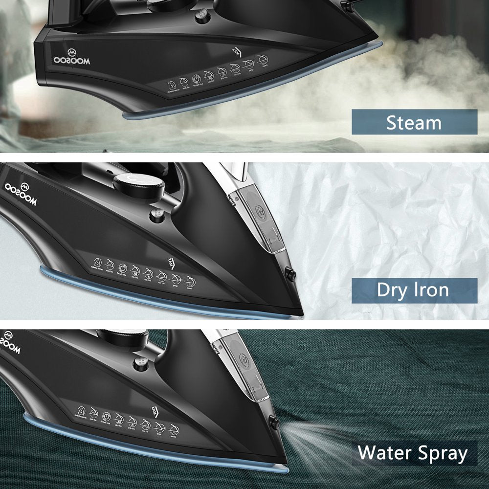 Moosoo Steam Iron 1800W Dry Iron Lightweight Anti-Drip Iron with Auto-Off, ST1800