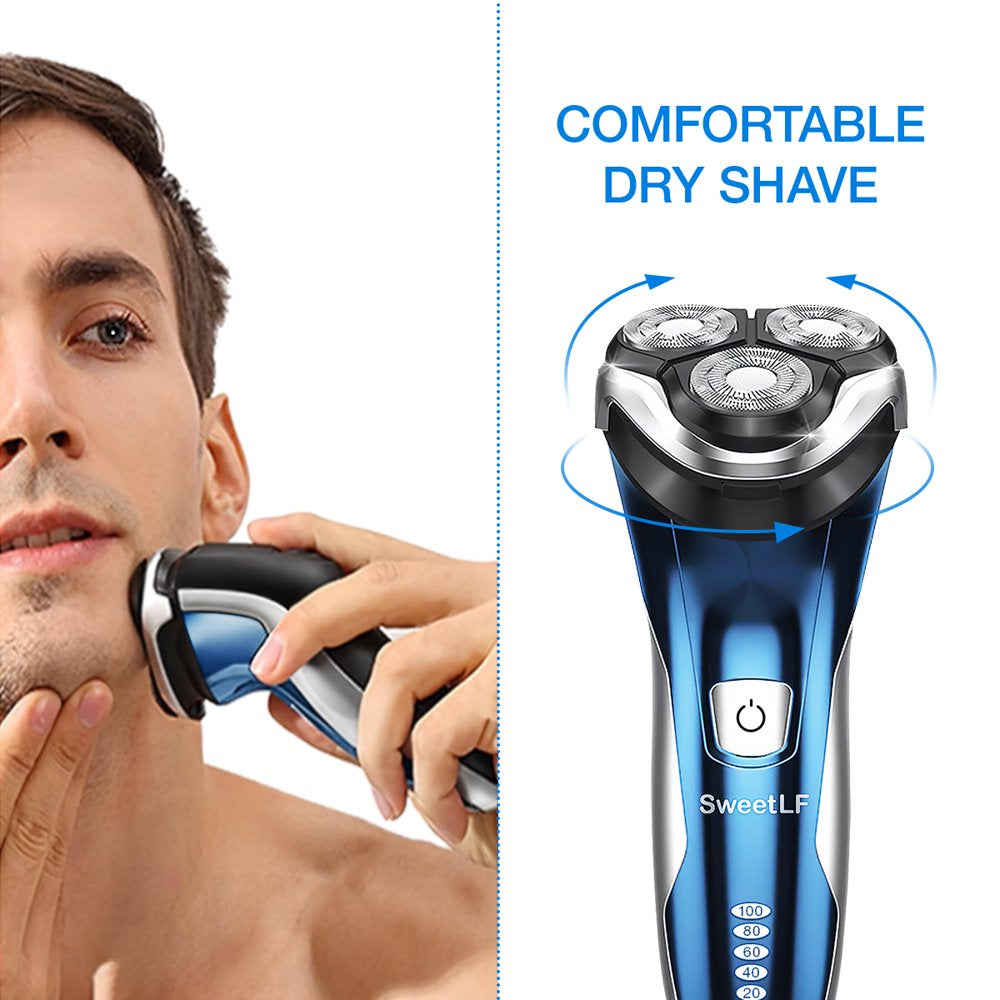 SweetLF Electric Razor for Men, IPX7 Waterproof Wet and Dry Electric Shaver with Pop-up Beard Trimmer for Men, Blue