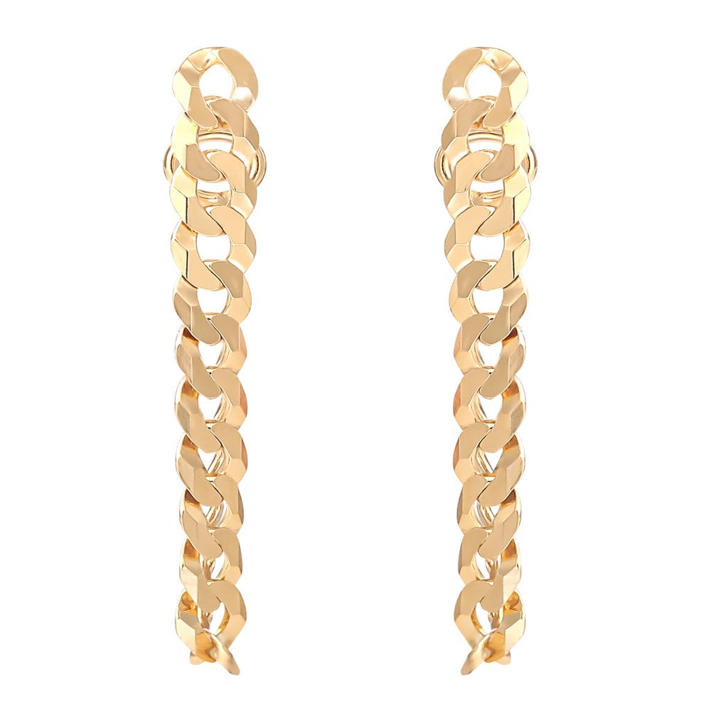  Women’s Gold Plated Sterling Silver Curb Chain Earrings