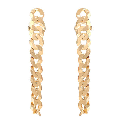  Women’s Gold Plated Sterling Silver Curb Chain Earrings