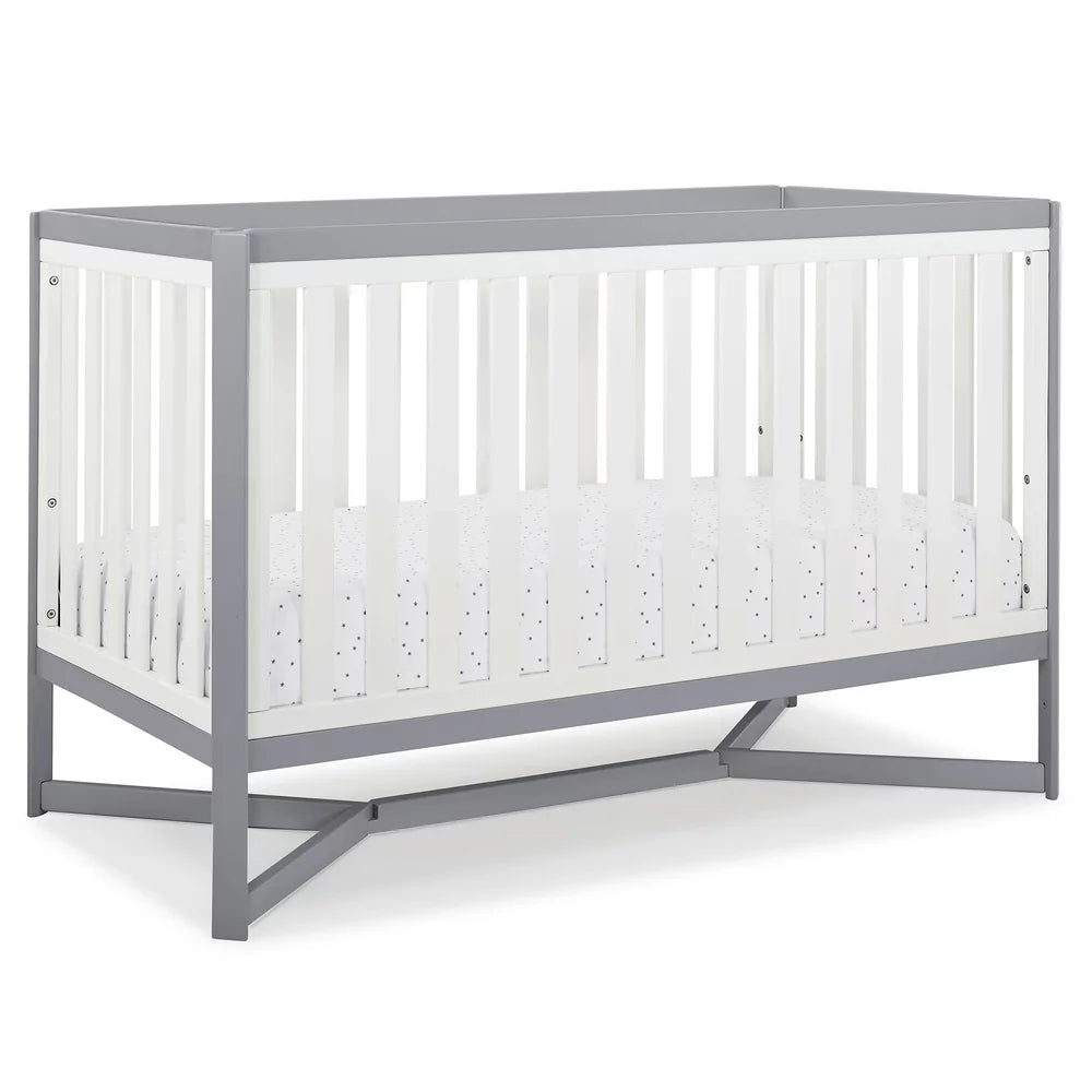 Delta Children Tribeca 4-in-1 Convertible Baby Crib, Greenguard Gold Certified, White/Grey