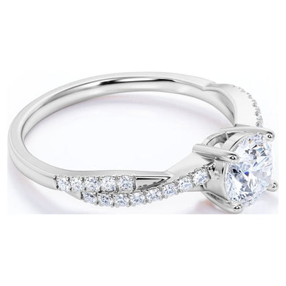 1 Carat infinity Round cut Moissanite Engagement Ring in 18k White Gold Over Silver