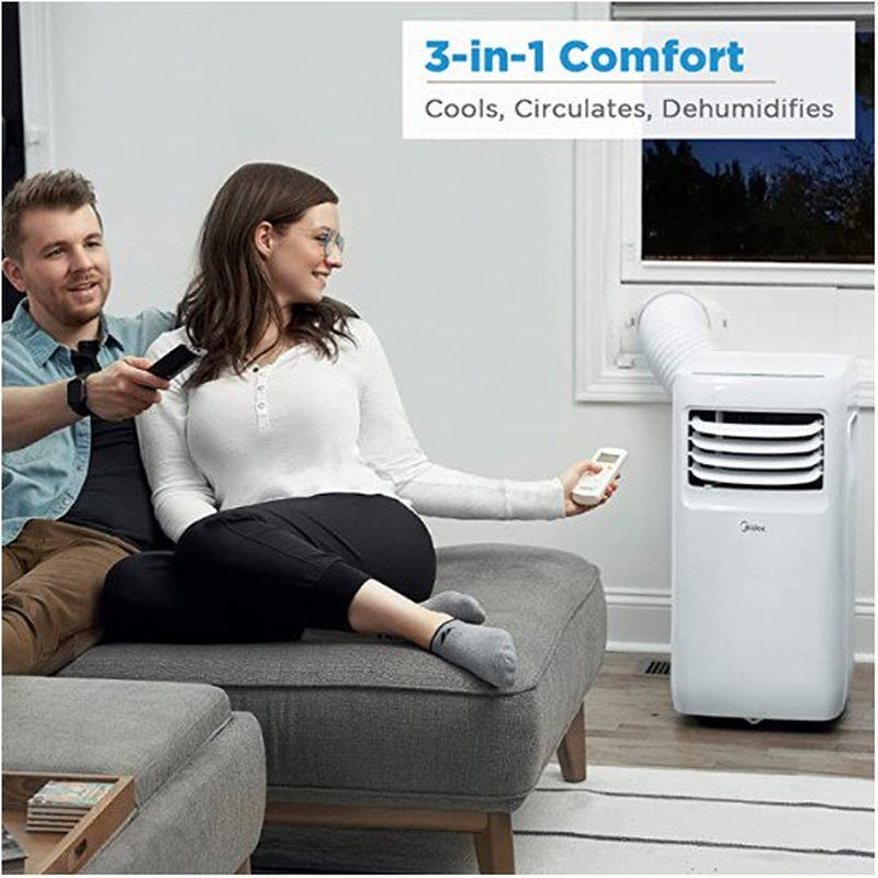 Midea 5,000 BTU (8,000 BTU ASHRAE) 115V Portable Air Conditioner with Comfort Sense Remote, Cools up to 150 Sq. Ft., MAP05R1WWT