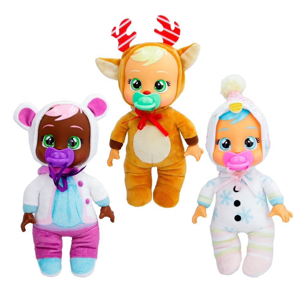 Cry Babies Tiny Cuddles Holly Jolly Edition 3pk 9-inch Baby Dolls. Ages 18+ Months