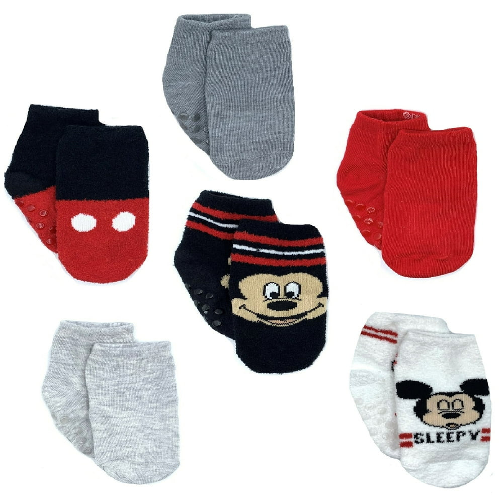 Mickey Mouse Toddler Cozy Socks, 6-Pack, Sizes 2T-4T