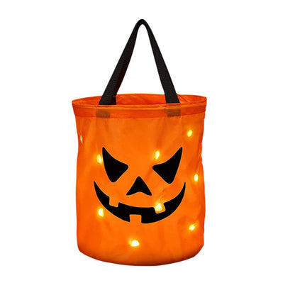 Halloween Candy Bags with LED Light Trick or Treat Bags Halloween Party Bags with Grimace Multipurpose Reusable Bucket for Kids Halloween Supplies Favors