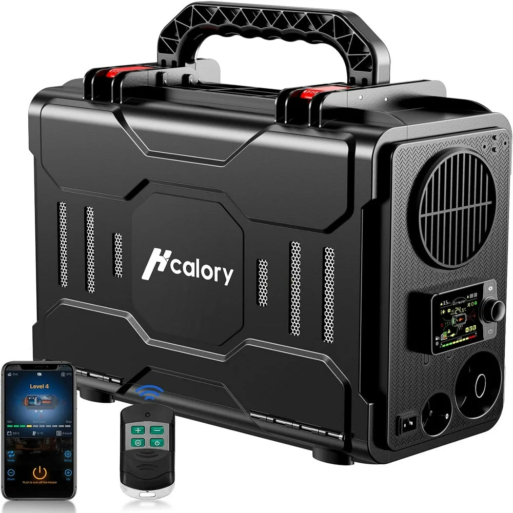 HCALORY Diesel Air Heater, 12V 5KW All-In-One Portable Handheld Toolbox with Bluetooth APP Control and LCD Monitor for Car Trucks Boat Bus RV Trailer Motor-Homes and Camper, Black