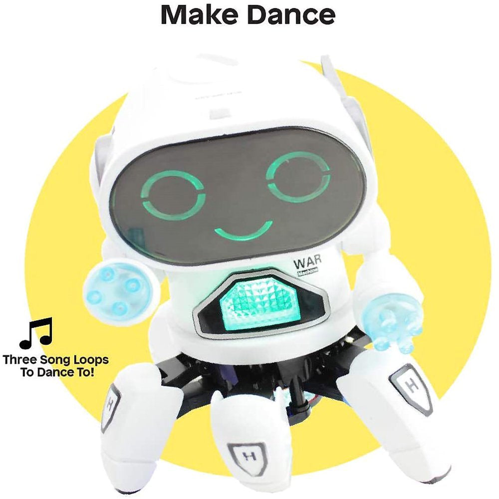 Robot Toys for Kids, Electronic Walking Dancing Robot Toy with Flashing Lights and Music, White