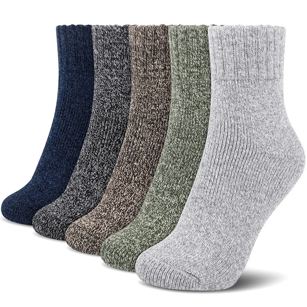 Loritta 5 Pairs Womens Socks Wool Socks Cashmere Thick Knit Warm Winter Socks for Women Gifts Size 5-9