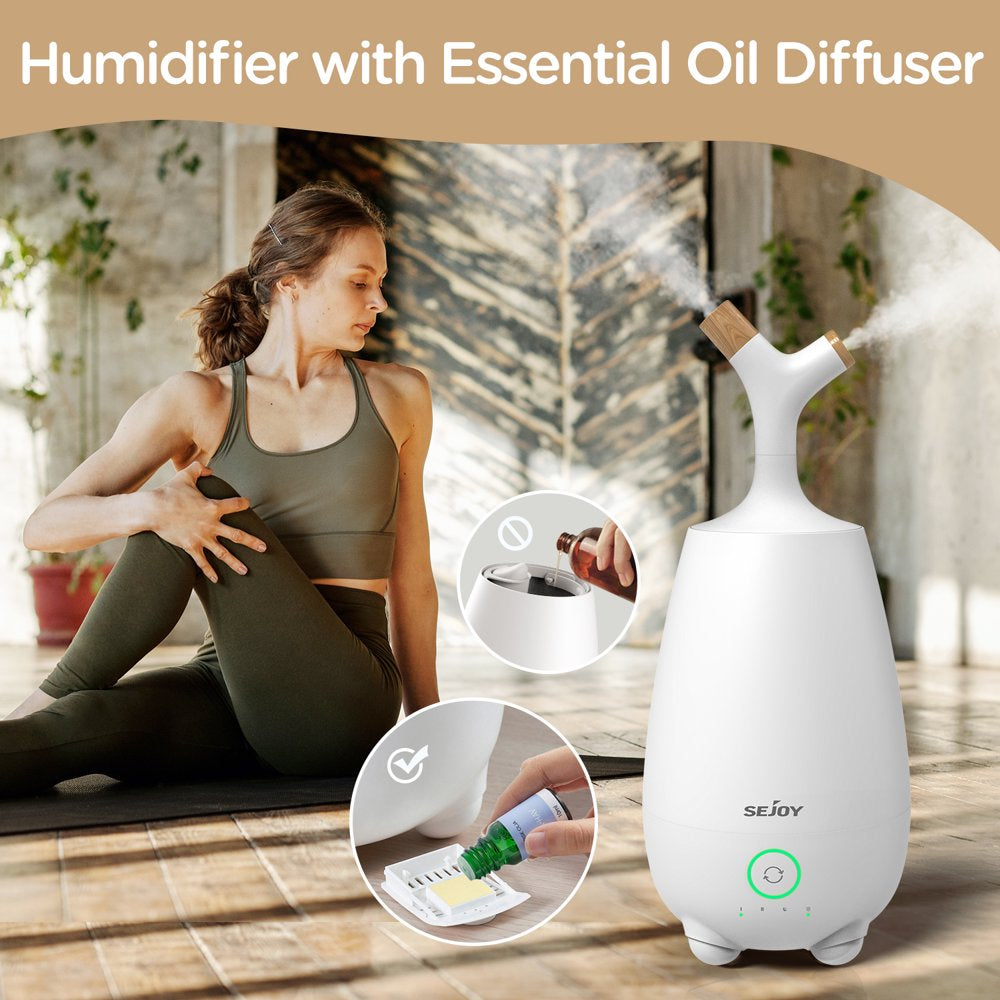 Sejoy Ultrasonic Humidifier for Home, Baby, 5L Large Capacity, Cool Mist, Remote Control, Auto Shut-off, White