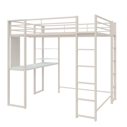 Teen Novogratz Hunter Full Size Metal Loft Bed with Desk, White