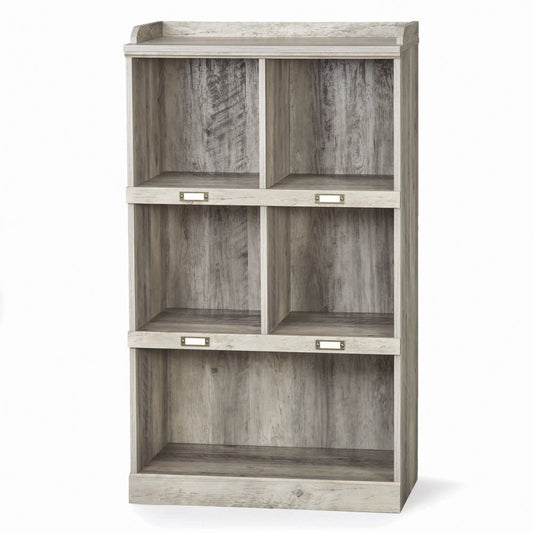  Modern Farmhouse 5-Cube Organizer Bookcase with Name Plates, Rustic Gray Finish