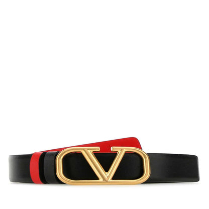 Valentino Garavani Woman Black Leather Vlogo Signature Reversible Belt