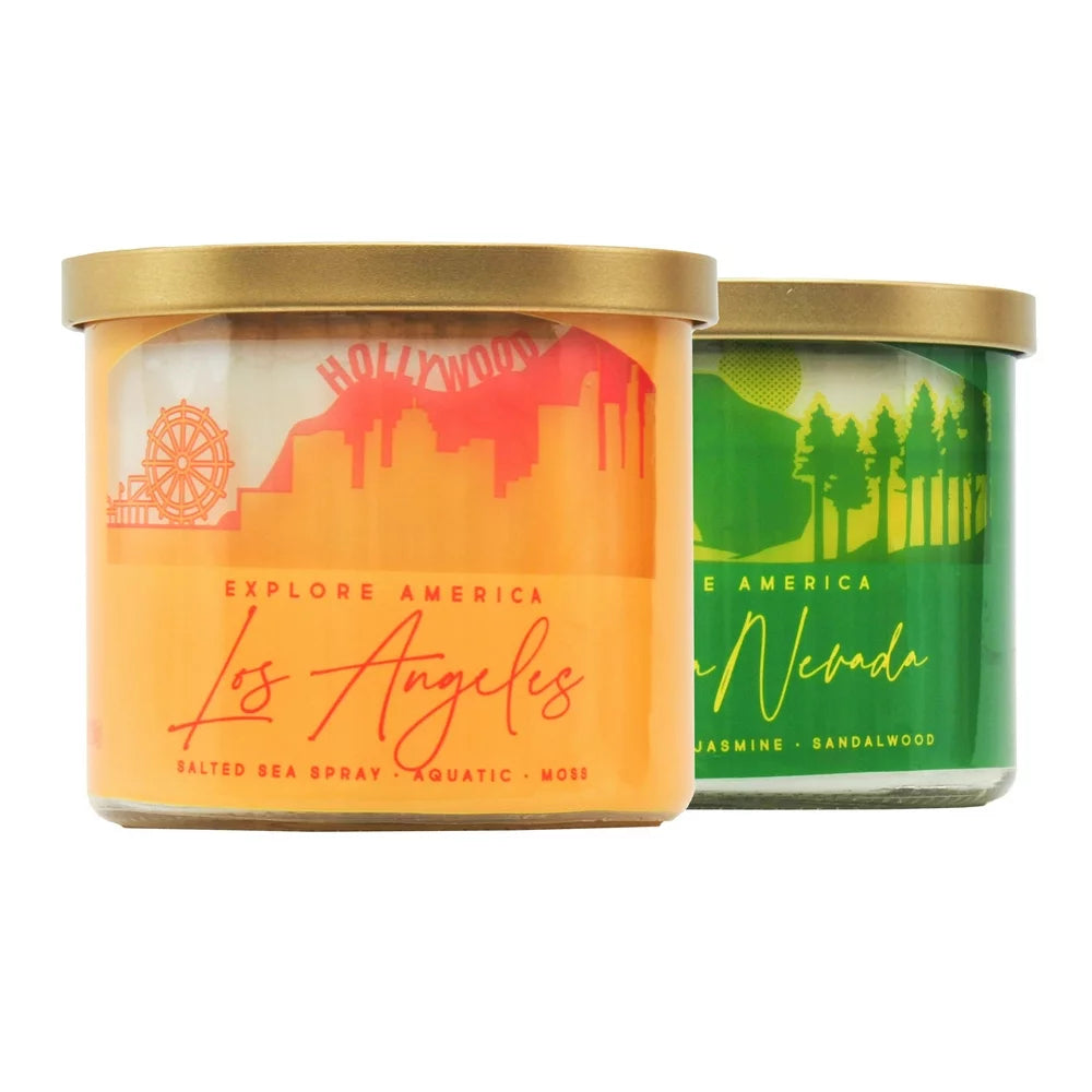 Mainstays 14 Ounce 3 Wick Candles Los Angeles and Sierra Nevada Wraps, 2 Pack