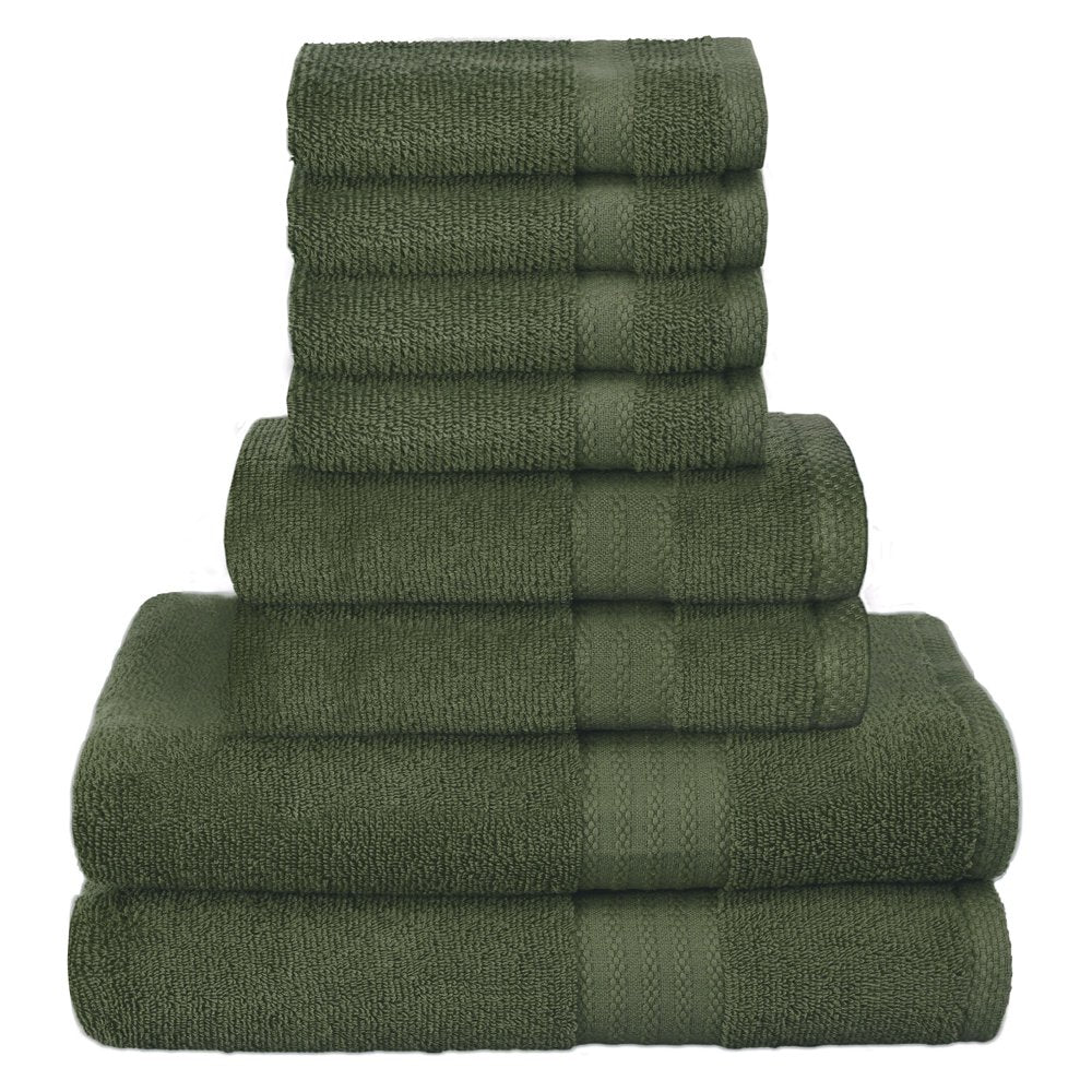 GLAMBURG Ultra Soft 8-Piece Towel Set - 100% Pure Ringspun Cotton, Contains 2 Oversized Bath Towels 27x54, 2 Hand Towels 16x28, 4 Wash Cloths 13x13 - Ideal for Everyday use, Hotel & Spa - Black