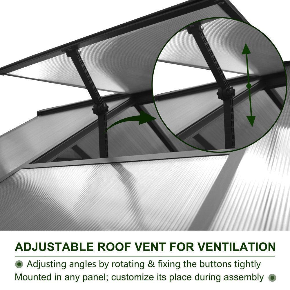 VEIKOUS 10' x 6' Walk-in Greenhouse for Patio w/ Aluminum Frame, Lockable Door and Window, Gray