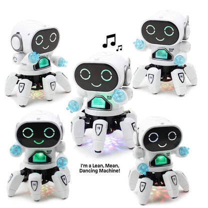 Robot Toys for Kids, Electronic Walking Dancing Robot Toy with Flashing Lights and Music, White